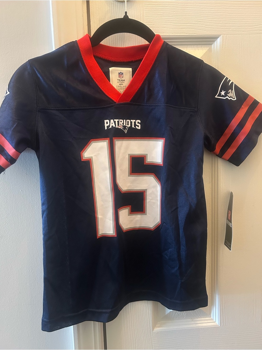 NFL Patriots Agholor Youth Navy Blue #15 Football Jersey with Red Trim K